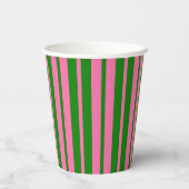 Gobelets En Papier Conception de motif rayé stylé rose vert (Verso)