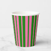 Gobelets En Papier Conception de motif rayé stylé rose vert (Recto)
