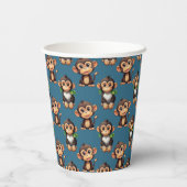 Gobelets En Papier Conception de motif singe bleu  (Verso)