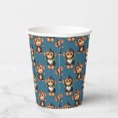 Gobelets En Papier Conception de motif singe bleu  (Droite)