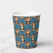 Gobelets En Papier Conception de motif singe bleu  (Recto)