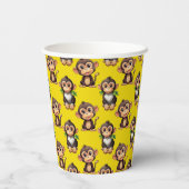 Gobelets En Papier Conception de motif singe jaune  (Verso)