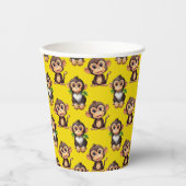 Gobelets En Papier Conception de motif singe jaune  (Recto)