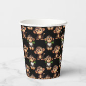 Gobelets En Papier Conception de motif singe noir  (Verso)