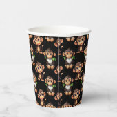 Gobelets En Papier Conception de motif singe noir  (Droite)