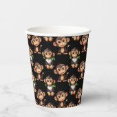 Gobelets En Papier Conception de motif singe noir  (Recto)