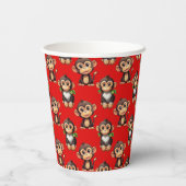 Gobelets En Papier Conception de motif singe rouge (Verso)