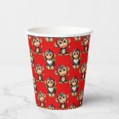 Gobelets En Papier Conception de motif singe rouge (Recto)