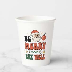 Gobelets En Papier Conception de Noël soyez joyeux mangez bien Santa