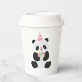 Gobelets En Papier Conception de Panda douce à la menthe et rose (Verso)