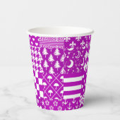 Gobelets En Papier Conception de Patchwork Motifs mélangés violet bla (Verso)
