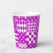 Gobelets En Papier Conception de Patchwork Motifs mélangés violet bla (Gauche)