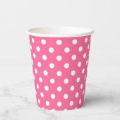 Gobelets En Papier Conception de points polka blancs roses (Verso)