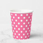 Gobelets En Papier Conception de points polka blancs roses (Gauche)
