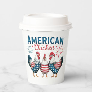 Gobelets En Papier Conception de poulet américain patriotique du 4 ju