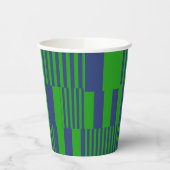 Gobelets En Papier Conception de rayures patchwork bleu vert (Gauche)