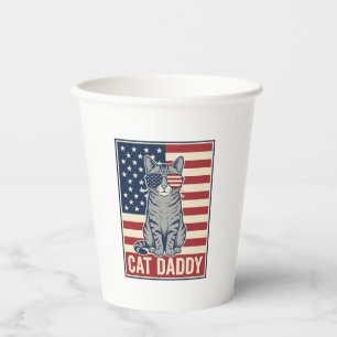 Gobelets En Papier Conception de vecteur de chat patriotique Cat Dadd