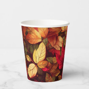 Gobelets En Papier Conception des feuilles automnales