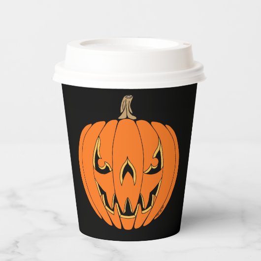 Gobelets En Papier Conception d'Halloween citrouille effrayante Jack- (Recto)