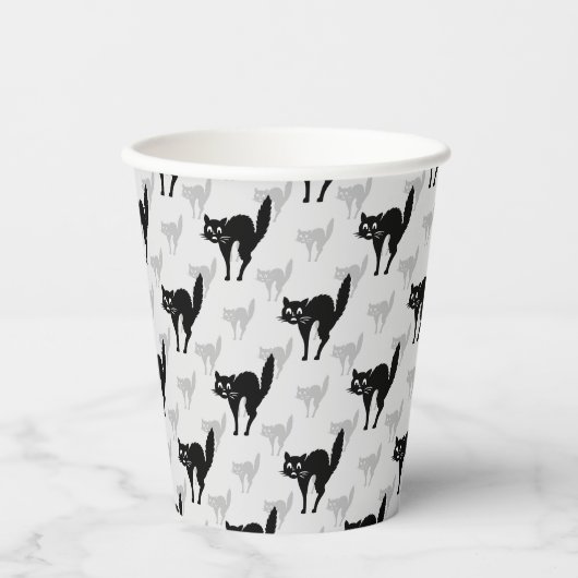 Gobelets En Papier Conception d'ombre de chat noir (Recto)