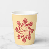 Gobelets En Papier Conception florale circulaire mandala de rose roug (Verso)