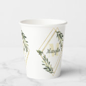 Gobelets En Papier Conception minimale de feuillage tropical Monogram (Verso)