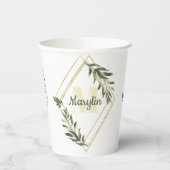 Gobelets En Papier Conception minimale de feuillage tropical Monogram (Gauche)