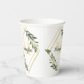 Gobelets En Papier Conception minimale de feuillage tropical Monogram (Droite)