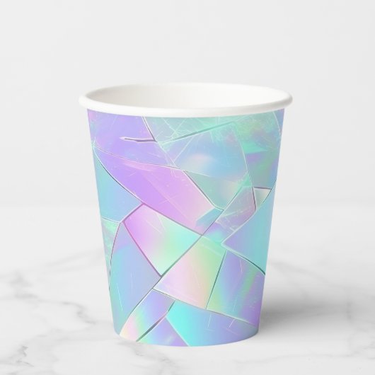 Gobelets En Papier Conception turquoise et violette Iridescente (Recto)