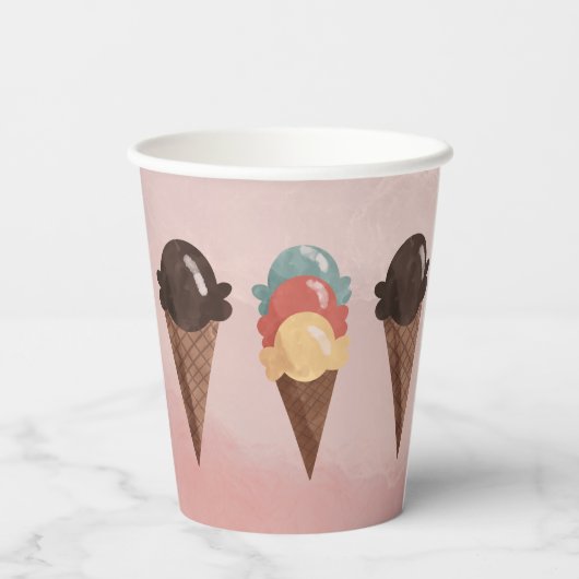 Gobelets En Papier Cône de crème glacée (Verso)