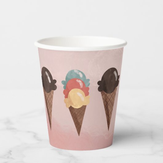 Gobelets En Papier Cône de crème glacée (Recto)