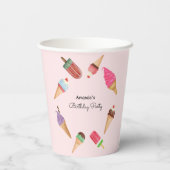 Gobelets En Papier Cônes de glace Popsicles Fête Rose (Verso)