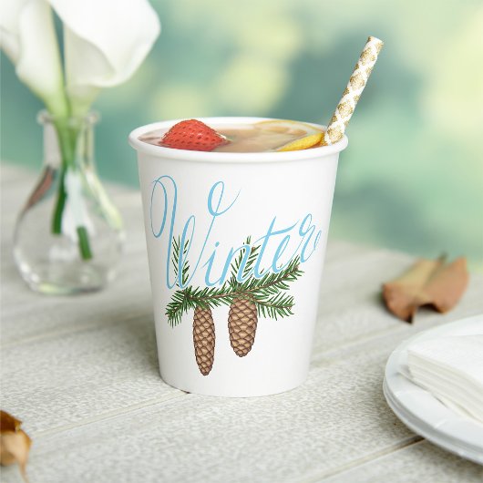Gobelets En Papier Cônes de pin d'hiver