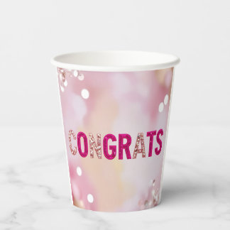 Gobelets En Papier Confetti rose "Félicitations" Coupes 8oz