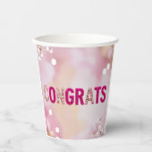 Gobelets En Papier Confetti rose "Félicitations" Coupes 8oz (Recto)