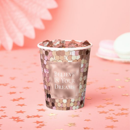 Gobelets En Papier Confetti rose Gold Blush Rose (Insitu)
