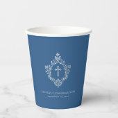 Gobelets En Papier Confirmation de garçon Classic Croix Bleue Crest V (Recto)