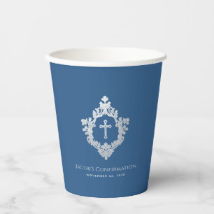 Gobelets En Papier Confirmation de garçon Classic Croix Bleue Crest V