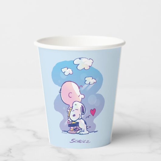 Gobelets En Papier Confort et sécurité | Charlie & Snoopy Hug (Recto)