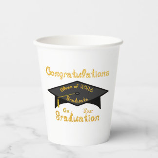 Gobelets En Papier Congratulations Class of 2026 Graduate Black Cap