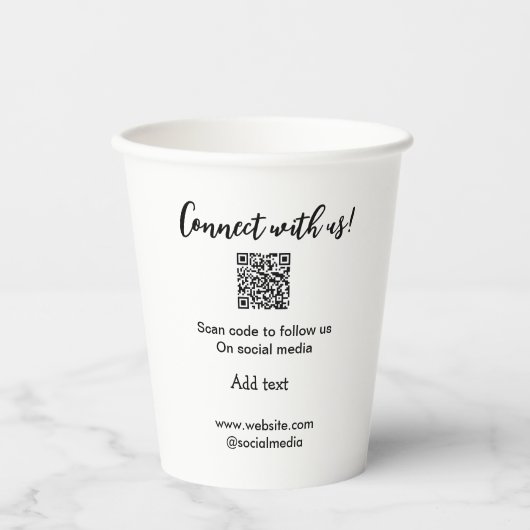 Gobelets En Papier Connectez-vous avec nous scan QR code ajouter e-ma (Recto)