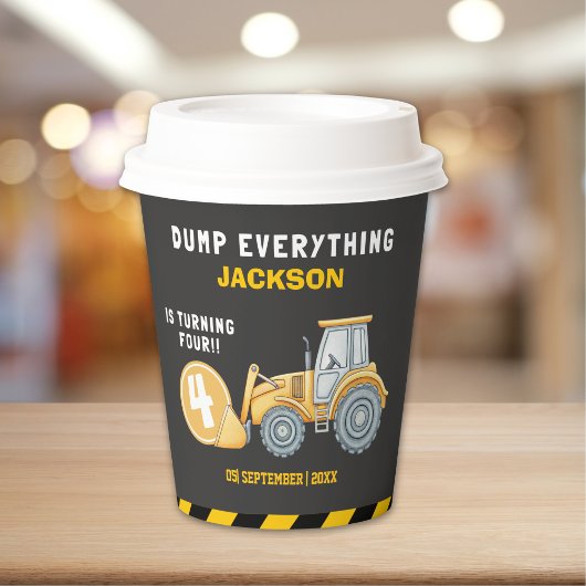 Gobelets En Papier Construction Birthday 4th | Dump Truck Party