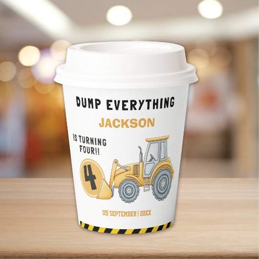 Gobelets En Papier Construction Birthday 4th | Dump Truck Party