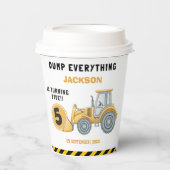 Gobelets En Papier Construction Birthday 5th | Dump Truck Party (Recto)