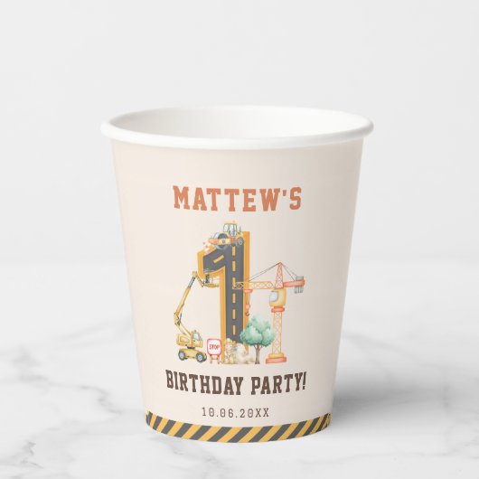Gobelets En Papier Construction Birthday Party (Recto)