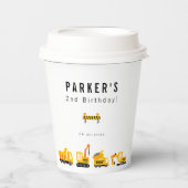 Gobelets En Papier Construction Camions Thème Anniversaire (Recto)