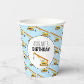 Gobelets En Papier Construction de grue Camion Garçon fête d'annivers (Recto)