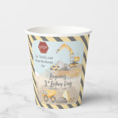 Gobelets En Papier Construction Dump Truck Boy 3e fête d'anniversaire (Recto)