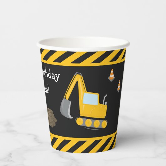 Gobelets En Papier Construction Joyeux Anniversaire avec Garçon d'âge (Verso)