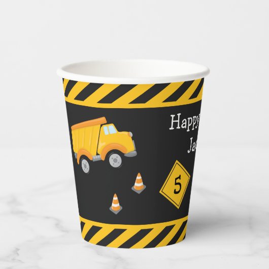 Gobelets En Papier Construction Joyeux Anniversaire avec Garçon d'âge (Recto)